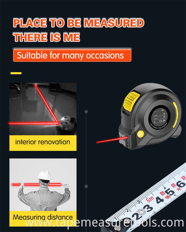 3 in 1 Multifunctional laser distance measuring tape 40M Laser distance 5m tape measure with LCD display